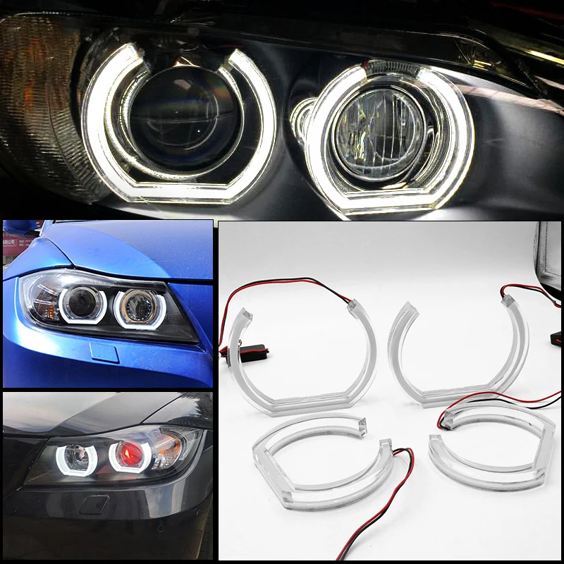 4PCS/Set LED Angel Eyes Halo Rings Half U Shape CRYSTAL DTM  White Angel Eyes Led Headlight DRL for F30 F31 E90  E91 E92 E60 E61