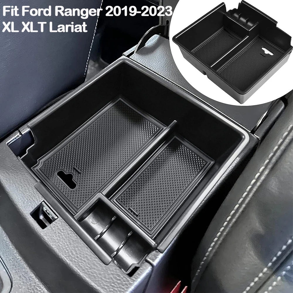 

Car Accessories Organizer for Ford Ranger Center Console 2019 2020 2021 2022 2023 XL XLT Lariat, Armrest Divider Storage Tray