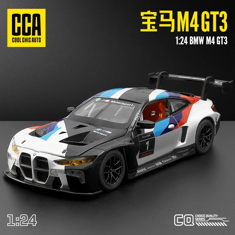 

1:24 BMW M4 GT3 sports car High Simulation Diecast Metal Alloy Model car Sound Light Pull Back Collection Kids Toy Gifts X54