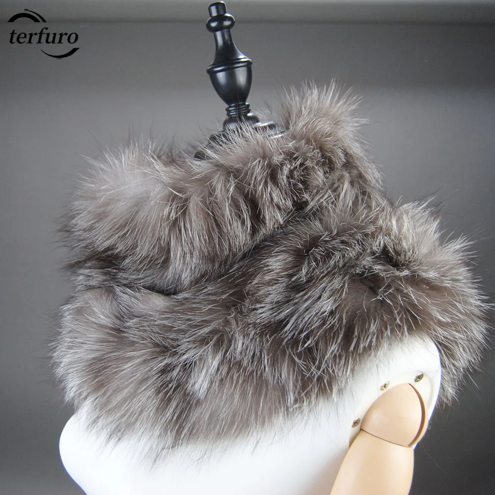 

Winter Lady Luxury Fashion Woman Natural Fox Fur Scarves Neck Tube Collar Knitte Neckerchief Warm Soft Real Fox Fur Female Scarf