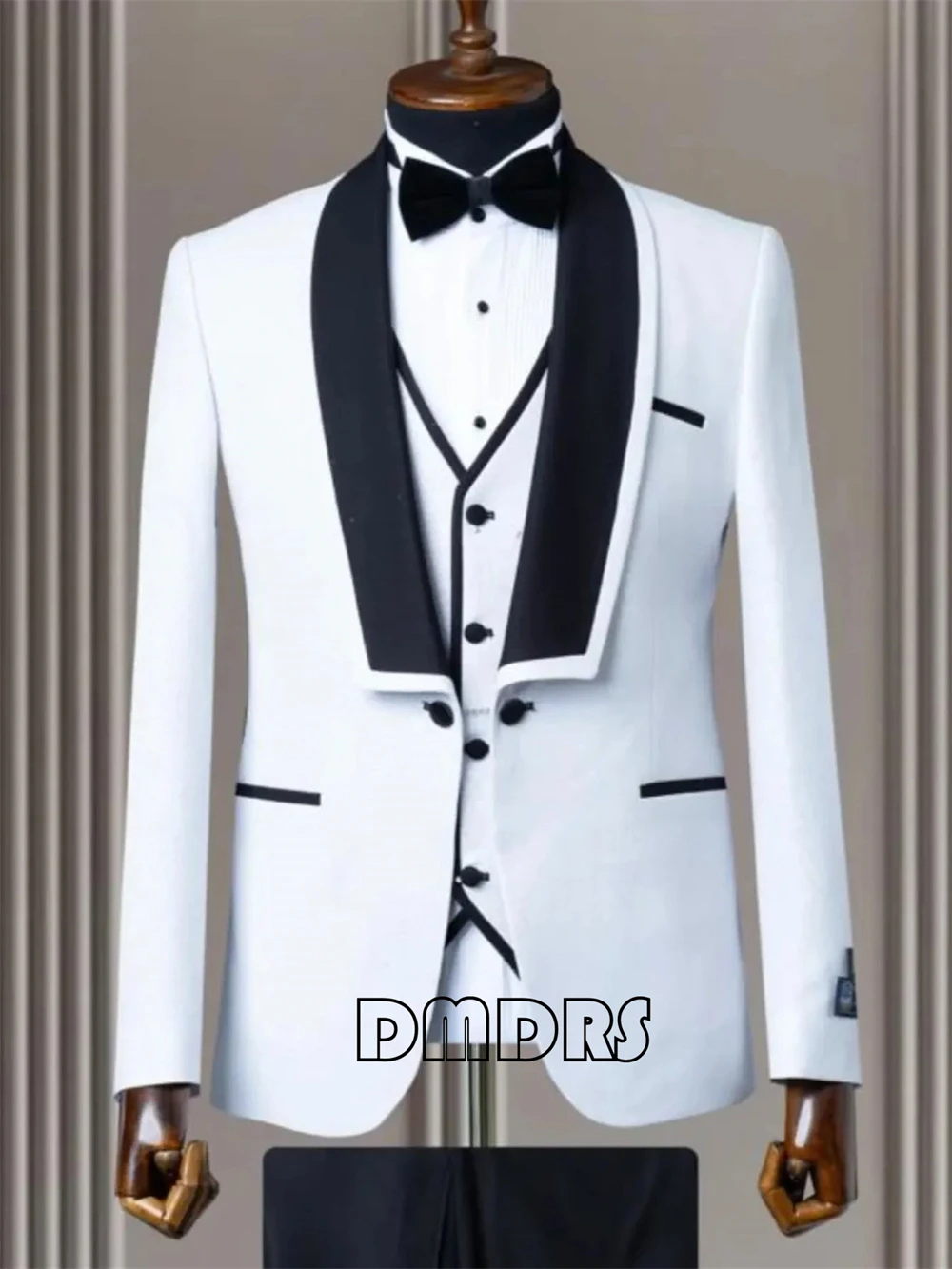 

Custom Handmade Men's Suit - Classic Slim Fit Wedding Blazer Vest Pants Set, High-Quality Wool, Free Alteration