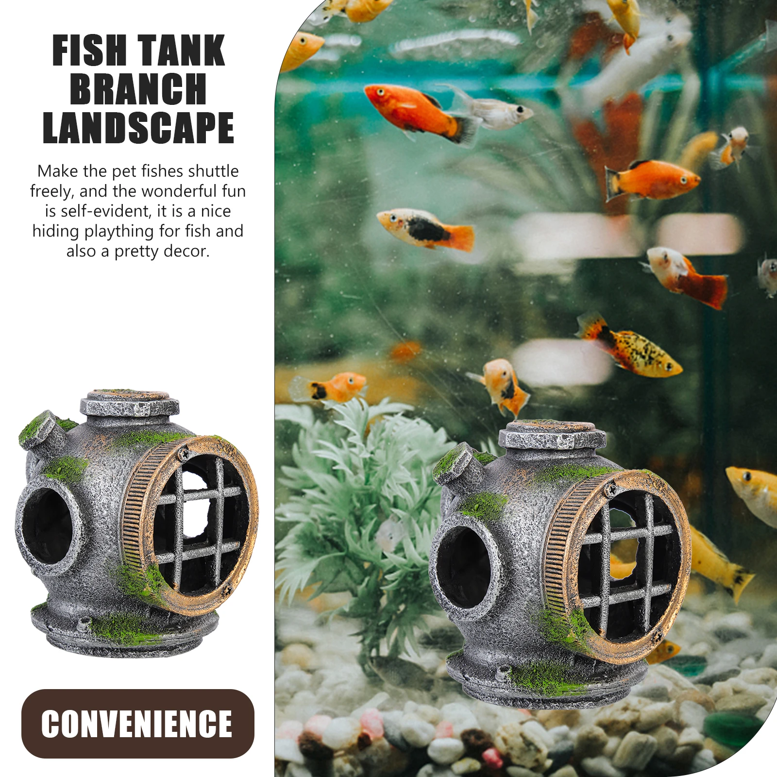 

Tank Decorations Undersea Wreckage Resin Fish Hideout Aquarium Ornament Waterproof Durable Underwater Shrimp Hideout