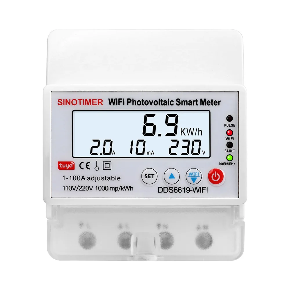 

WIFI Remote Control Single Phase AC110V/220V 100A Energy Meter kWh Counter Household Consumption Analog Electricity Wattmeter