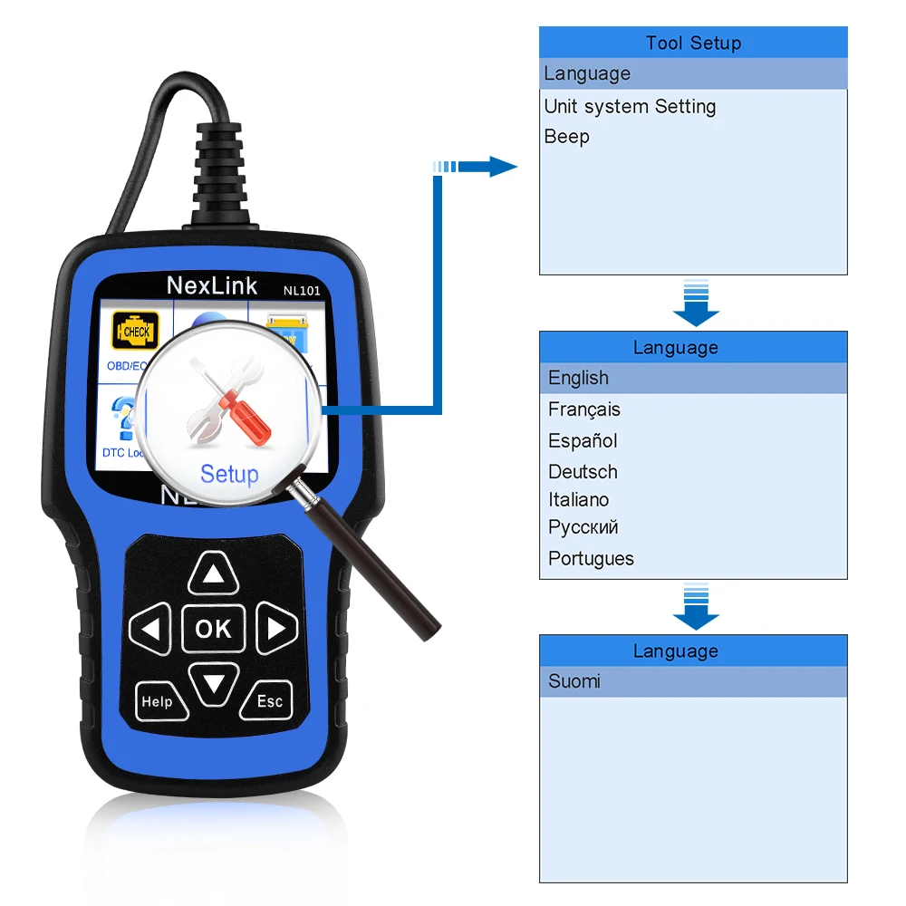 NEXAS NL101 OBD2 Scanner Diagnostic Tool with Battery Test Check Car Engine Light OBDII Function Live Data Stream Free Update