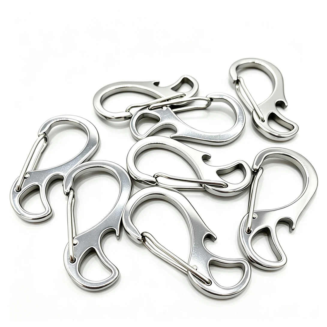 20Pcs Solid Stainless Steel Carabiner Keychain EDC Multi Tool Bottle Opener Spring Snap Hook Outdoor Camping Daily Key Holder