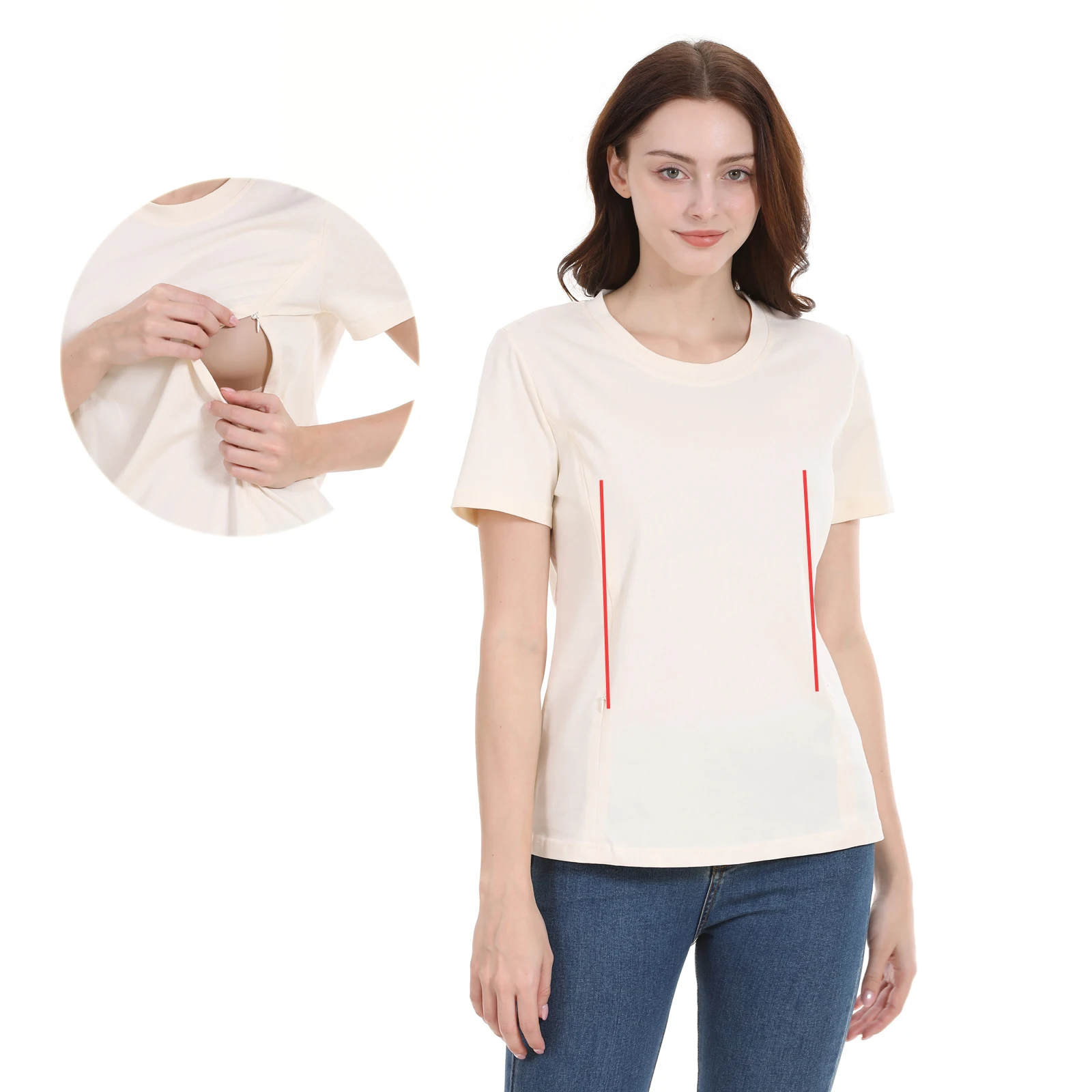 Hidden Zipper Nursing Life Mom Clothes Maternity Clothes Summer Breastfeeding Short Sleeve T Shirts Large Size Lactation Tops