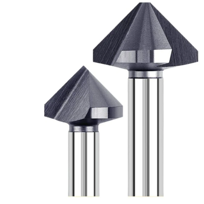 2pcs 90° & 45°  Chamfering Tool, 3-Flute Stainless Steel Countersink Drill Bit for Deburring, Reaming, and Edge Trimming
