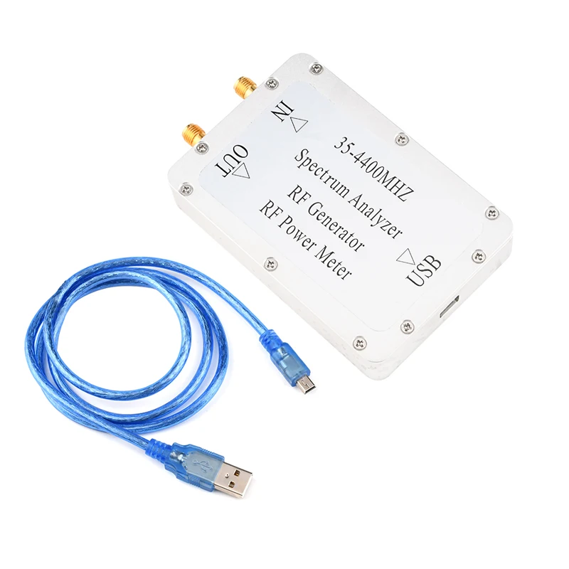 Fuente de seguimiento de señal de barrido de espectro Simple, generador RF, medidor de potencia RF, analizador de espectro con caja de aluminio, 35-4400MHz