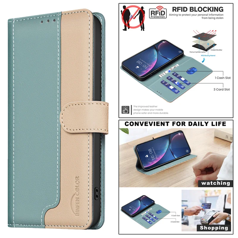 Чехол для For Motorola Moto G55 Case Color Contrast Wallet Luxury Leather Flip Phone Cover For Motorola Moto G35 5G Cases