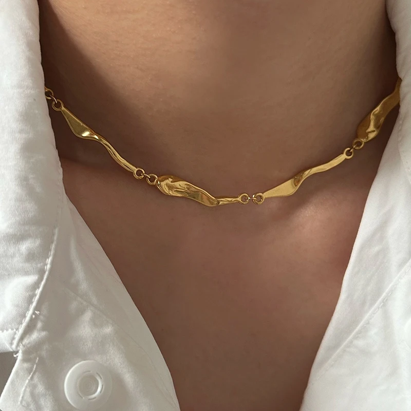 Irregular geometric chain necklace stainless steel necklaces for women minimalist simple elegant jewelry non tarnish waterproof