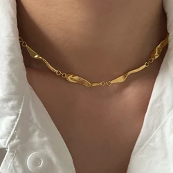 Irregular geometric chain necklace stainless steel necklaces for women minimalist simple elegant jewelry non tarnish waterproof