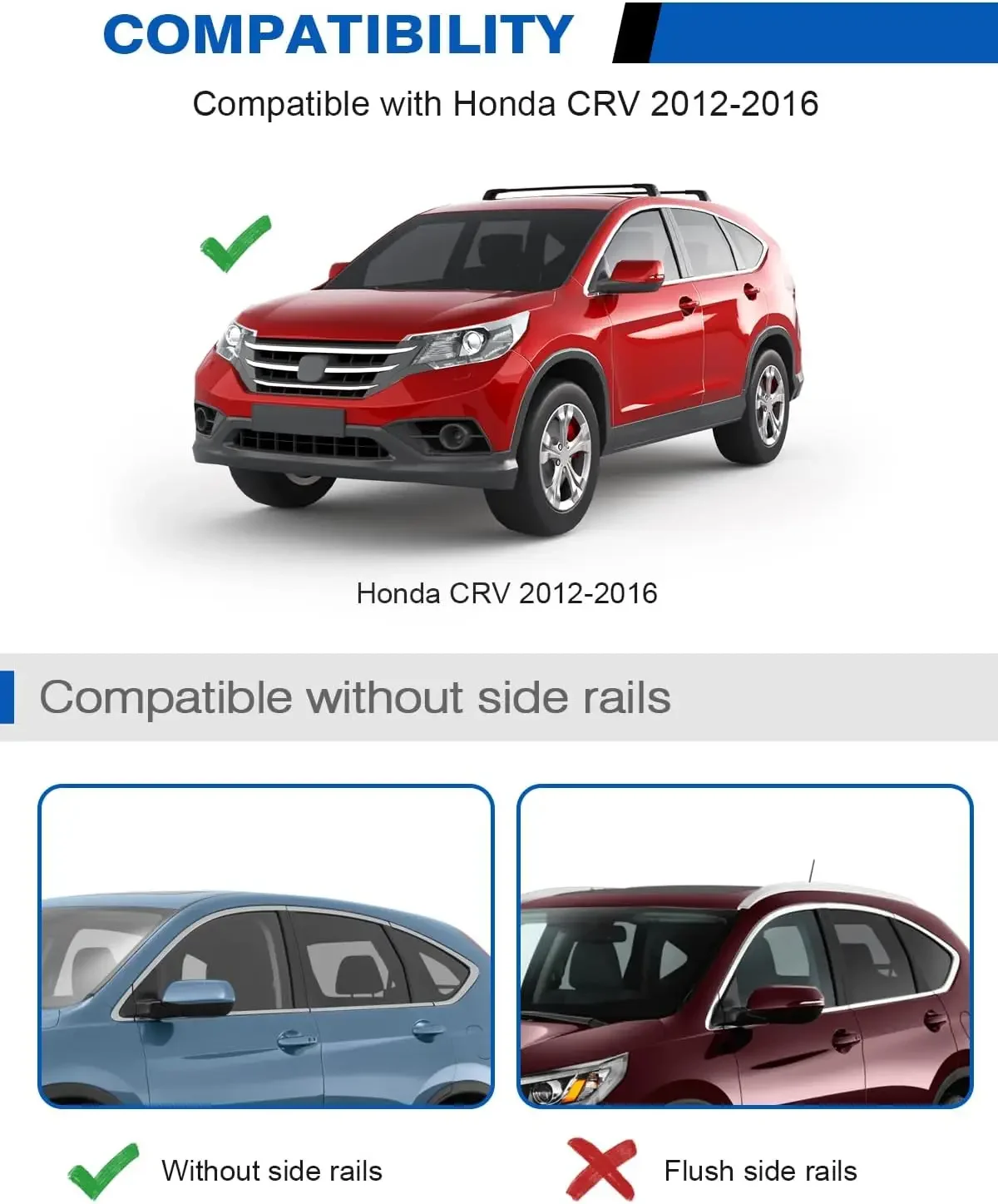 330lbs Roof Rack Cross Bars for Honda CRV CR-V 2012-2016 | Heavy Duty Aluminum Anti Theft Lockable Black Roof Rails Crossbars Ro