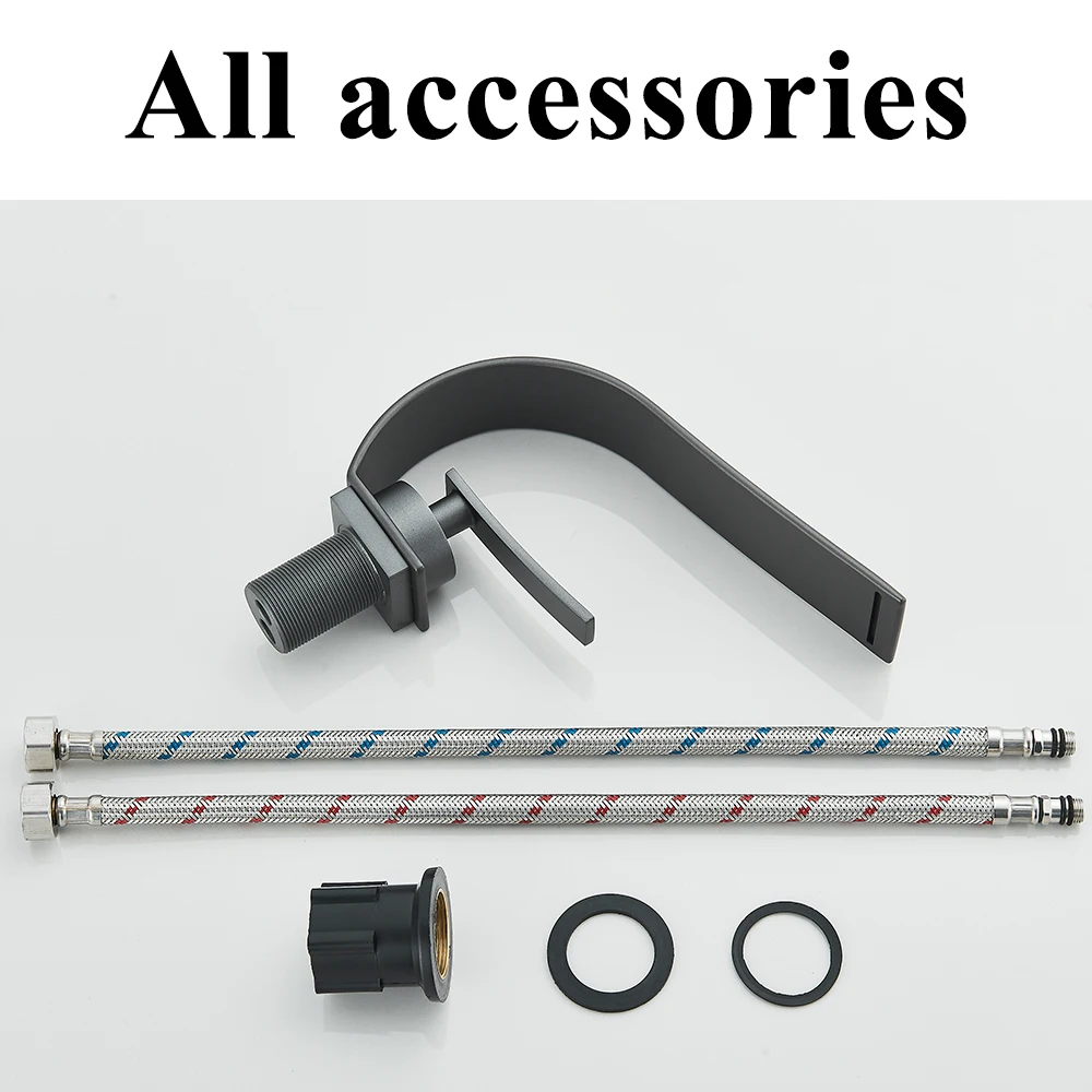 Description Picture 4 of itemBlack Curve Single Handle Bathroom Sink Faucet Hot Cold Mixer Water Tap Waterfall Vanity Vessel Sink Faucet Washbasin Crane