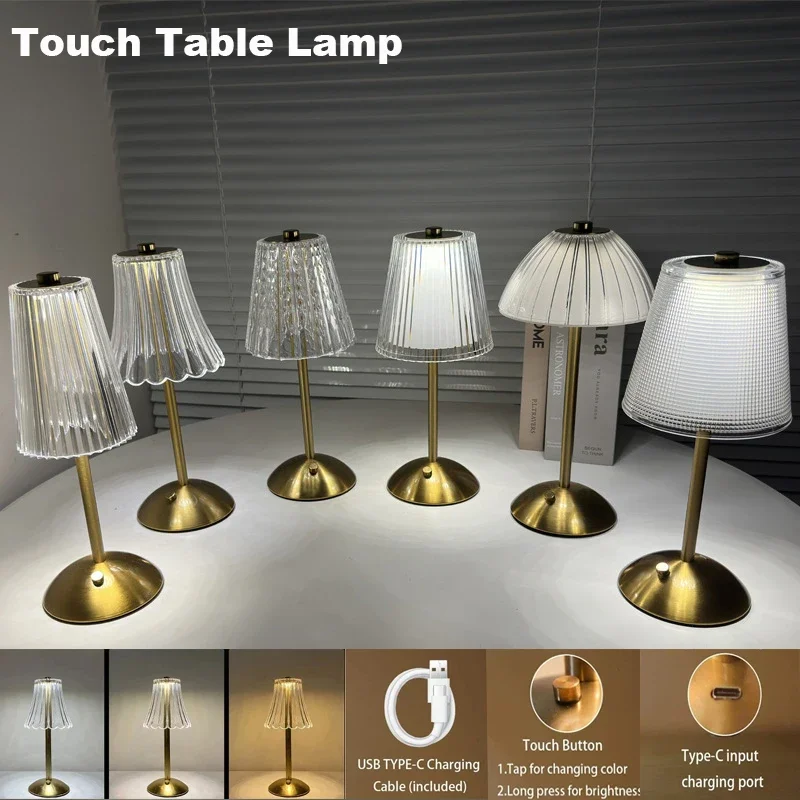 led touch sensor table lamp desktop night light tipo c recarregavel lampada sem fio para restaurante hotel bar e quarto decor light 01