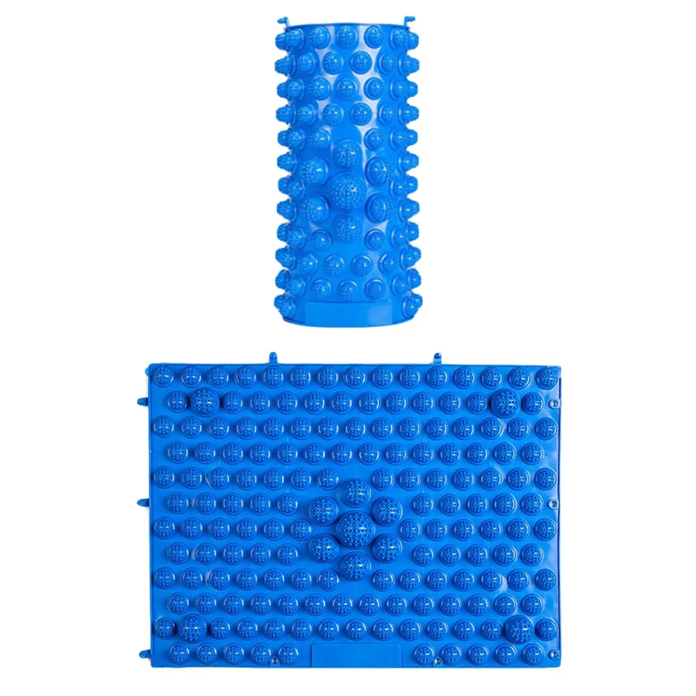 Almohadilla de masaje de reflexología para pies, 2 uds., para aliviar el arco del talón y los dedos del pie, almohadilla de masaje de reflexología enrollable portátil, diseño azul