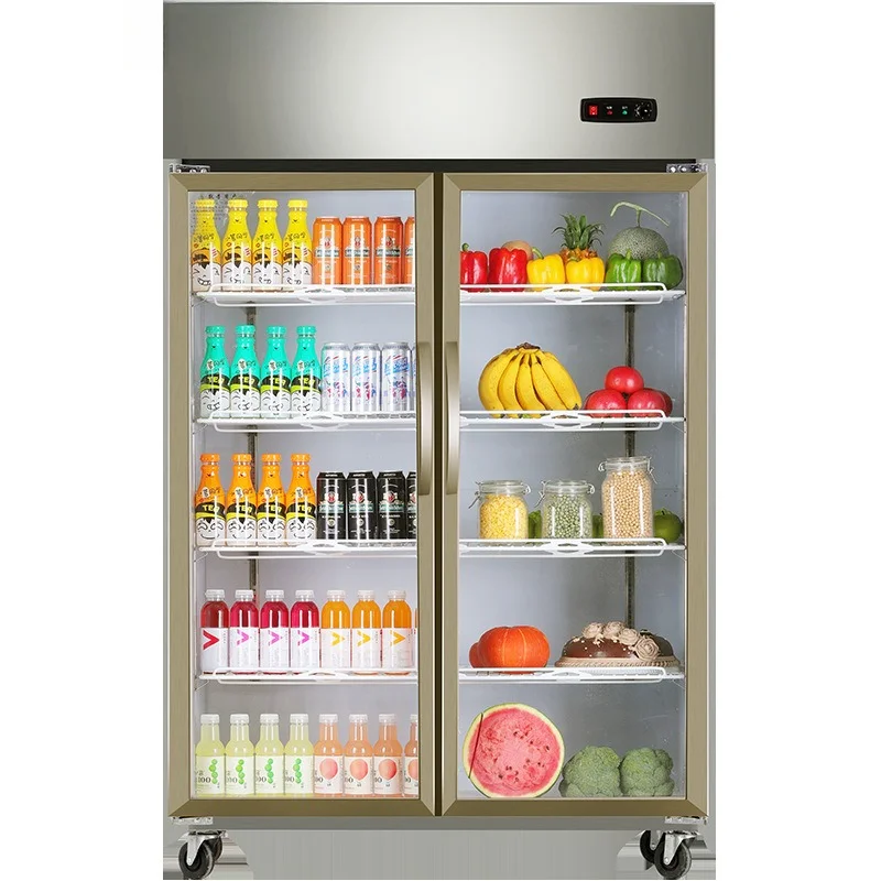 

Commercial stainless steel kitchen display cabinet, refrigerated and insulated freezer