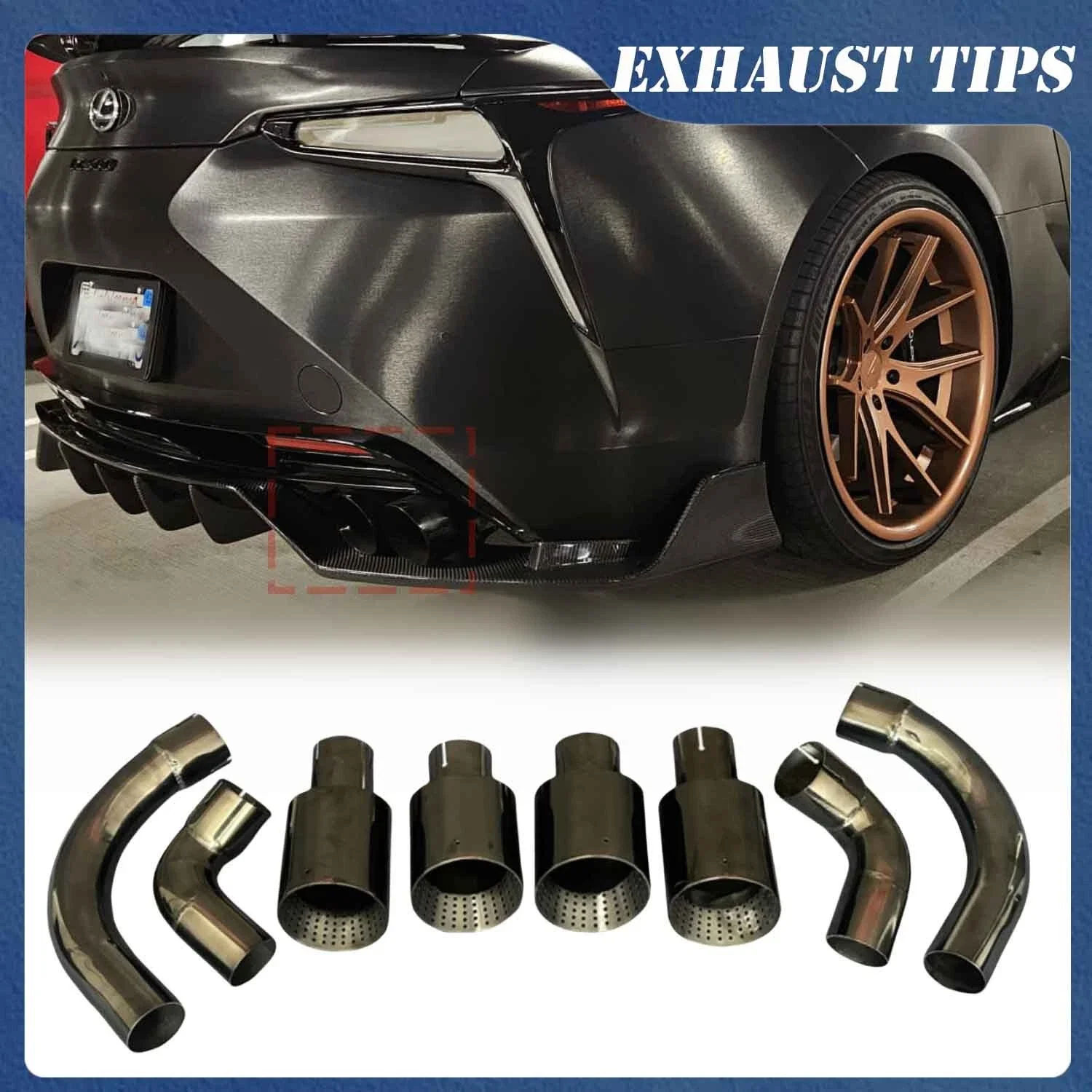 

Exhaust Tips Exhaust Pipe Tip Tailpipe Trim for Lexus LC500 LC500H Rear Bumper