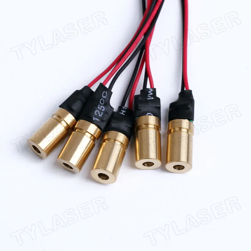 Foco fijo de lente de vidrio/enfocable D6x10mm 520nm 1mw 5mw 10mw Módulo láser de punto verde cabeza de cobre controlador APC de grado Industrial