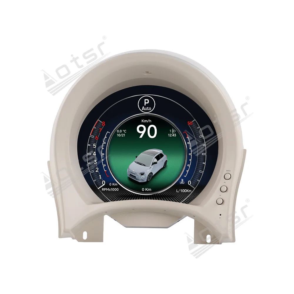 Layar LCD Digital Cluster Mobil 7 Inci Untuk Fiat 500 2007-2024, Dashboard Bundar Virtual Cockpit, Instrumen Pengukur Kecepatan Otomatis, Layar AI