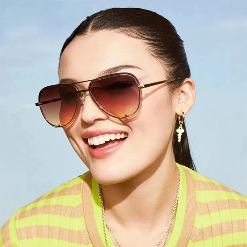 

Retro Classic Double Bridge Pilot Sunglasses Men Women 2025 Brand Design Vintage Trendy Mirror lens Oversized Sun Glasses UV400