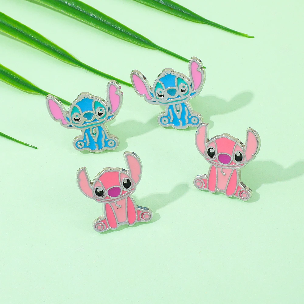 1 زوج الكرتون ليلو و غرزة أقراط لطيف دمى الأذن ترصيع Kawaii الفتيات قلادة حديدية أنيمي غرزة مجوهرات اكسسوارات هدايا