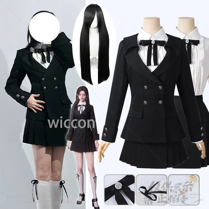 Game Love And Deepspace Cosplay Heroines Anime Costume British Style JK Black Coat Dress Lolita Tie Jirai Kei Girls Customized