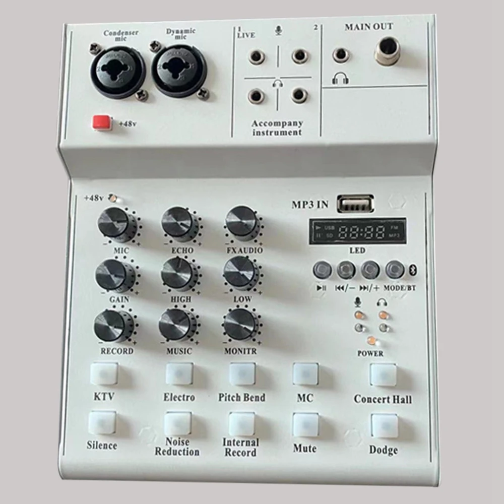 A97I-Bluetooth Mixer Sound Card USB Audio Karaoke Studio Recording Professional Live Broadcast For Phone Computer