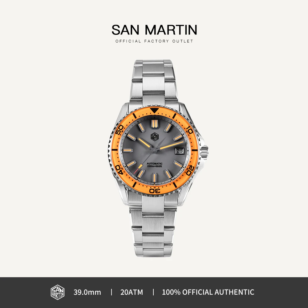 

2025 San Martin Watch 39mm Enamel Dial Luminous Stainless Steel Dive NH35 Automatic Waterproof 200m Mechanical Watches SN0129
