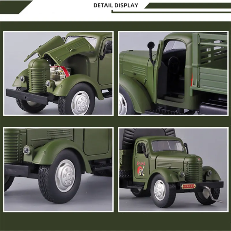 1/24 CA10 Alloy Tactical Truck Armored Car Model Military Personnel Carrier Transport Vehicle Model Sound and Light Kid Toy Gift