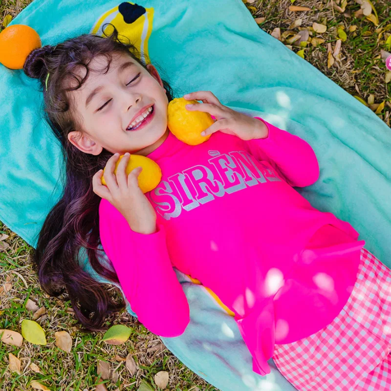 Children's Swimming Suit UV Protection Quick Dry Girl's Long Sleeve Long Pants Two-Piece Swimming Costume Polyester Fiber