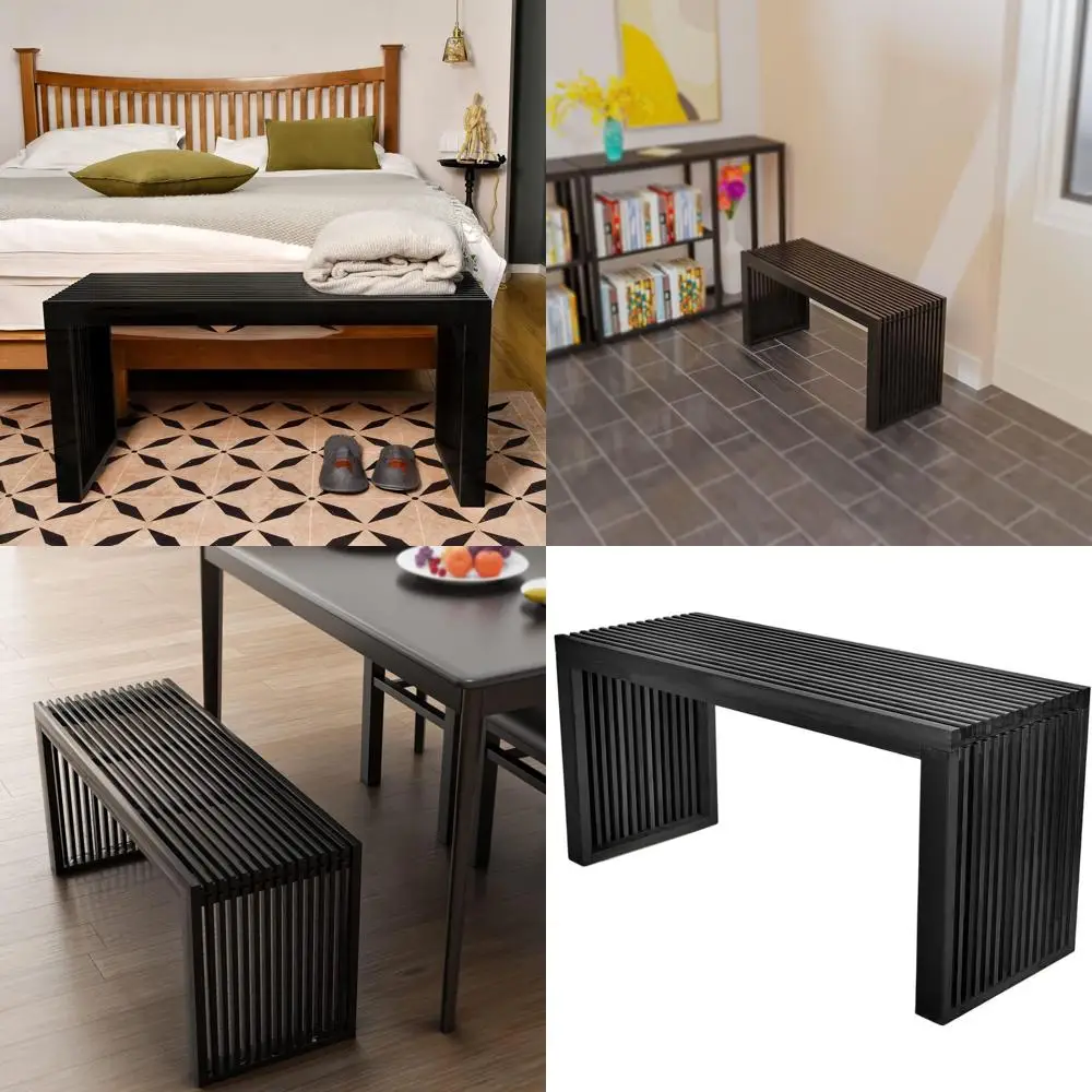 

35 Solid Bamboo Farmhouse Dining Bench, Multi-Room Furniture for Kitchen, Entryway, Living Spaces