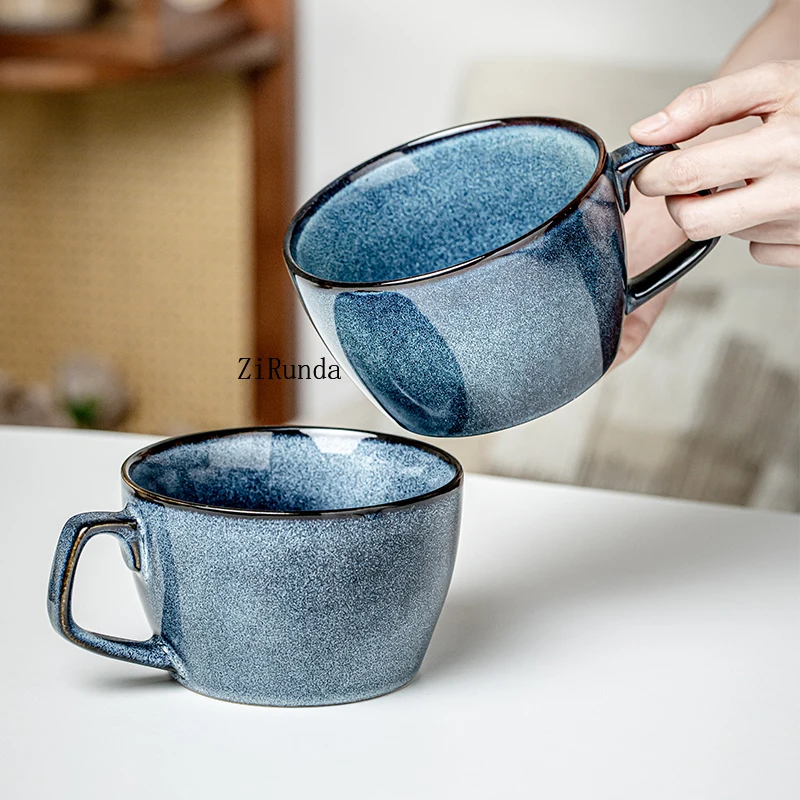 *Ceramic Breakfast Cup Household Mug Retro Cereal Bowl Cup Large