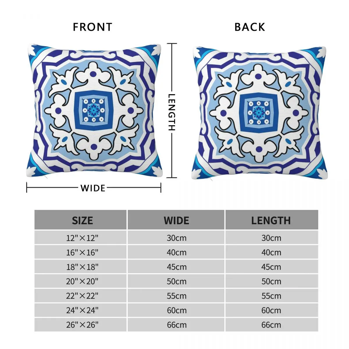 Azulejos VI Square Pillowcase Pillow Cover Polyester Cushion Decor Comfort Throw Pillow for Home Bedroom