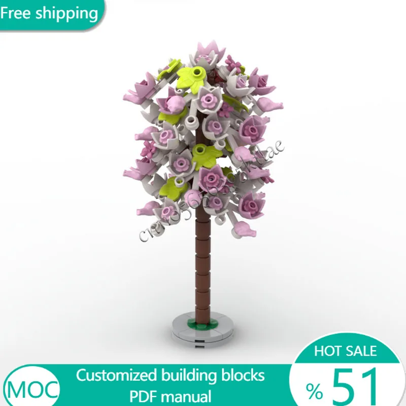 150 PCS Trees Small Blossom City Tree MOC Customize Modular Building Block Design Simple Educational DIY Boy Holiday Toy Gifts