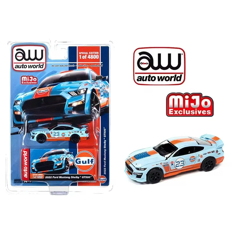 Auto World 1/64 AW Ford Mustang Shelby GT500 Gulf  Simulation Diecast Model Car Kids Toys Gift