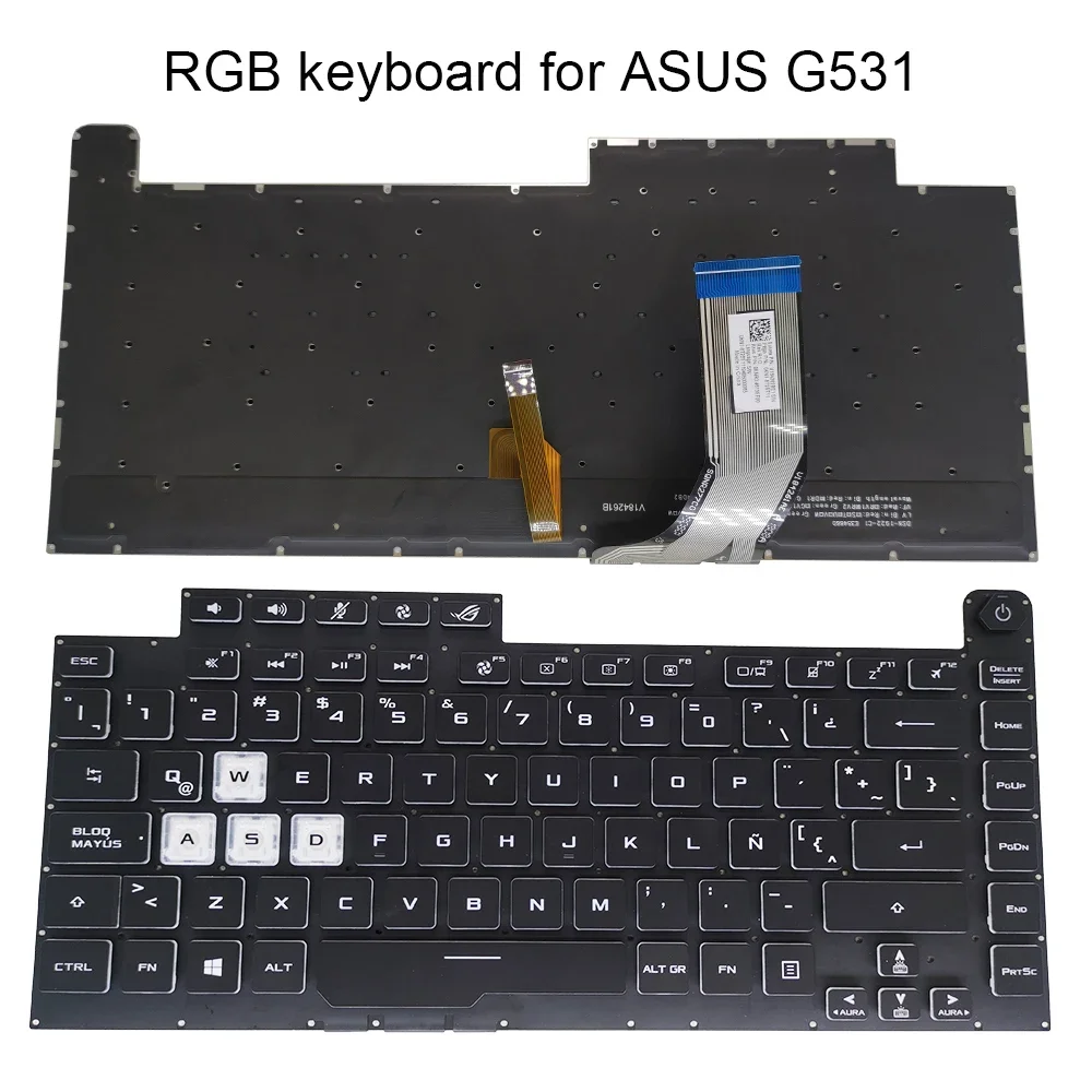 

Spanish Latin RGB/Colorful Backlit Keyboard For ASUS ROG G531 G531GW G531GU G531GD G531G Gaming Laptop Keyboards 0KNR0-4613SF00