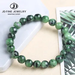 JD Natural Red Green Epidote Zoisite Beaded Bracelet Women Fashion Reiki Energy Healing Lucky Rope Bangles Couples Jewelry Gift