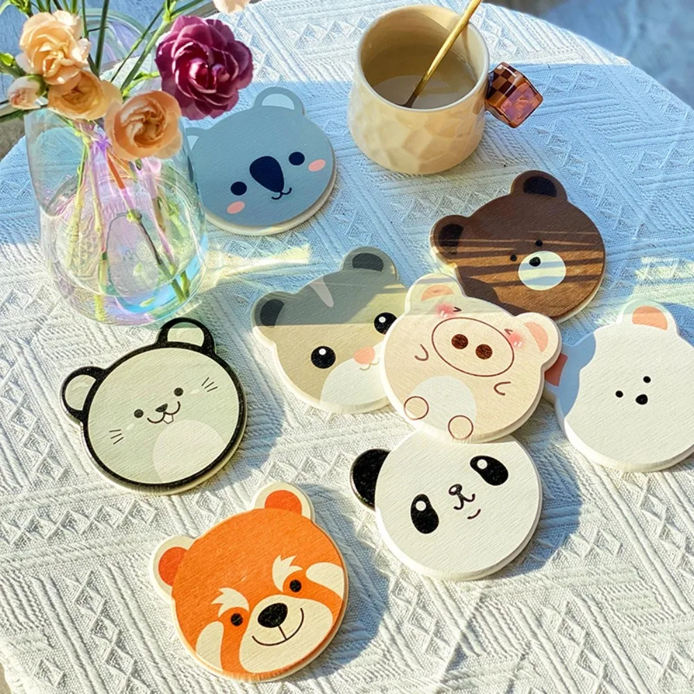 Cute Animal Coaster Diatomite Circular Water Cup Mat Anti Slip Heat-insulating Insulated Dining Table Mat