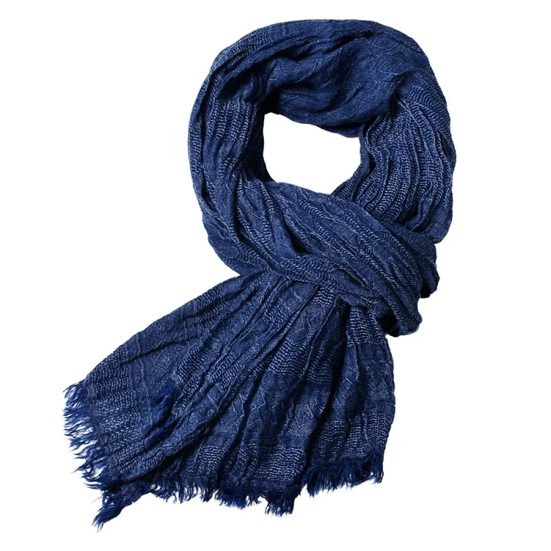 

Wish Long Sale European and American Men's Yarn-Dyed Scarf Men's Winter Jacquard British Pure Color Shawl in Stock Wholesale