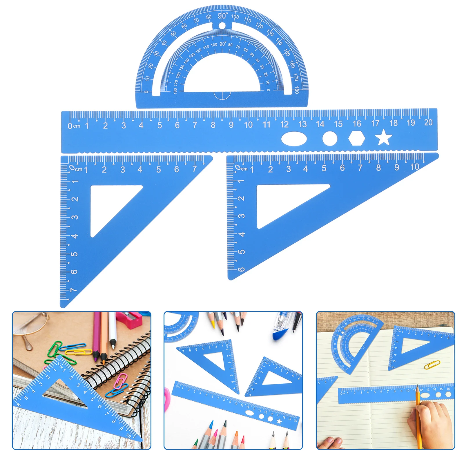 Ruler Set Square Professional Drafting Kit Measuring Rulers Triangle Drawing Blue School Must Have Pupils