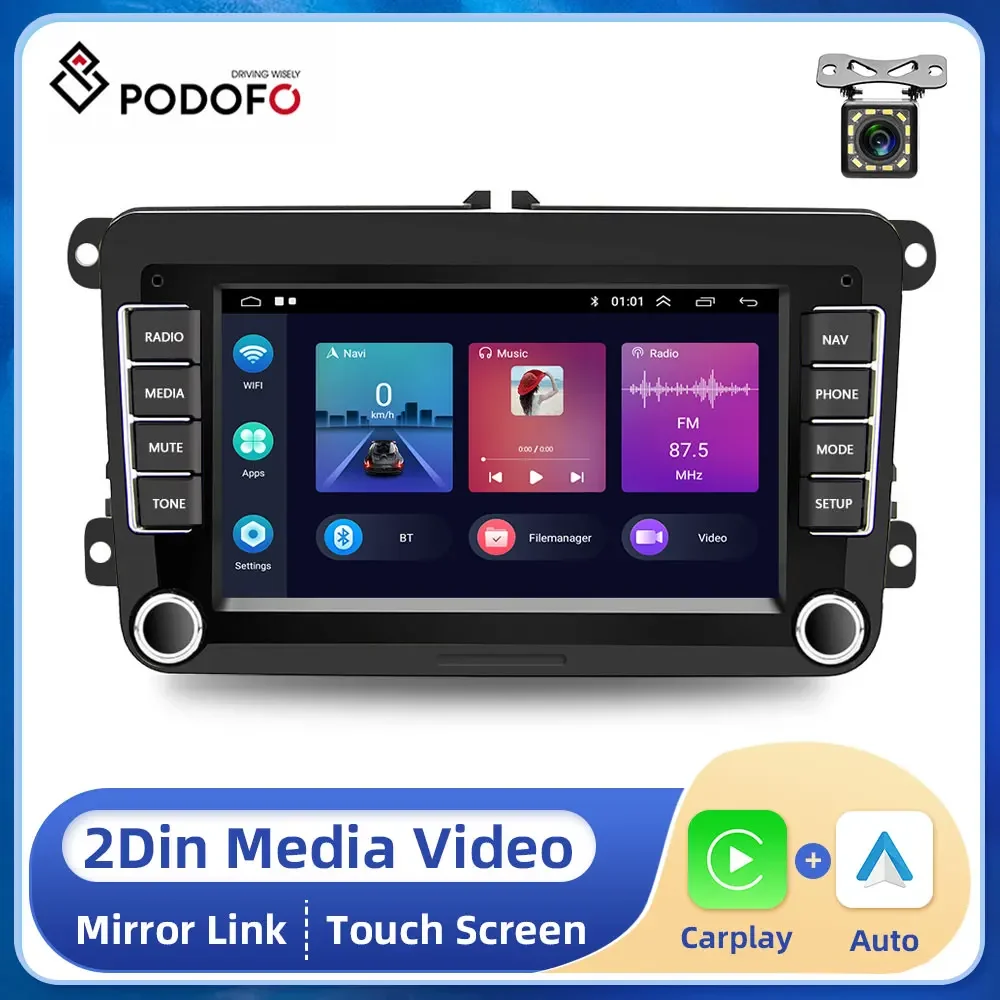 

Podofo Car Radio 2Din Android for Volkswagen Golf 5 6 Polo Passat B6 B7 CC Skoda Jetta Car Media Video Muiltmedia Carplay