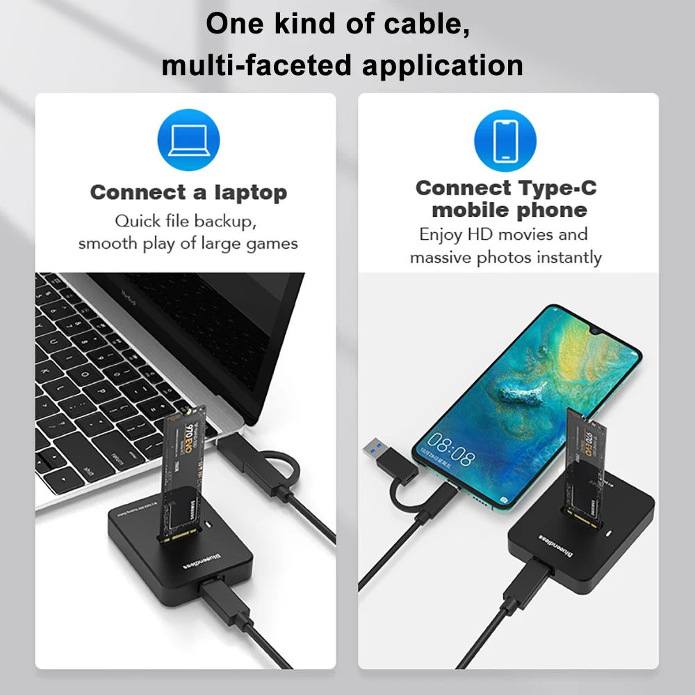 Dual Protocol M.2 Ssd Harde Schijf Sata Nvme Behuizing Box 10Gbps Leessnelheid Ssd Case Externe Draagbare Harde Schijf Base