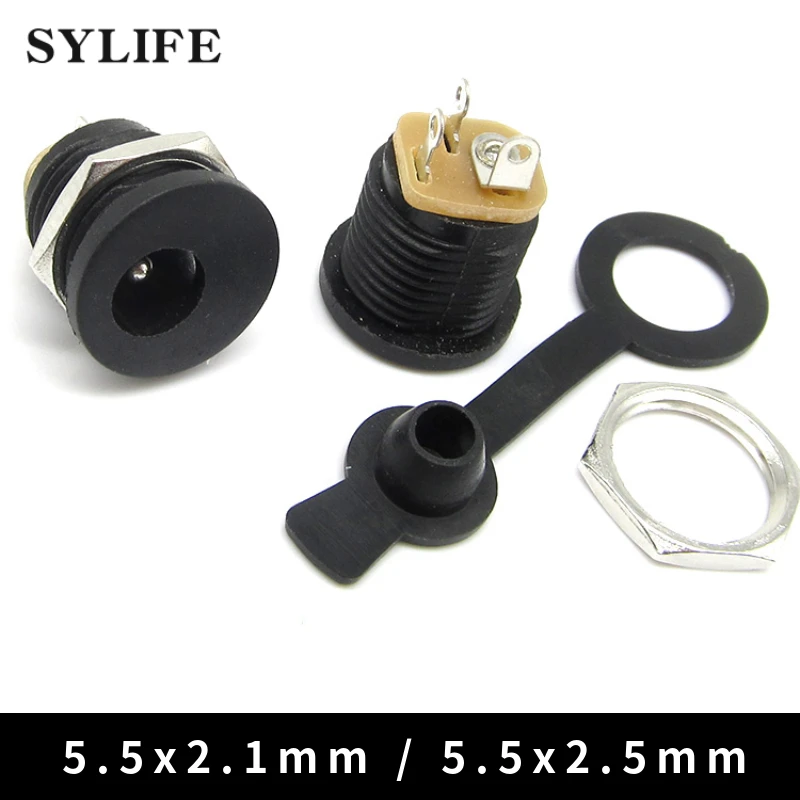 DC-022 5.5mm x 2.1mm DC Power Female Socket Connector 5.5*2.1mm DC Jack Panel Mounting Interface Supply Jack Plug Adapter