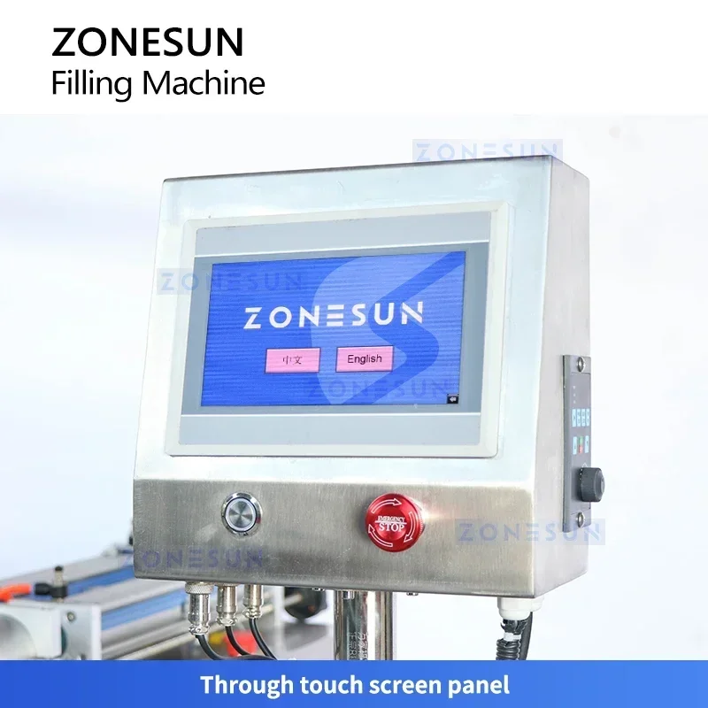 Zonesun เครื่องบรรจุของเหลวอัตโนมัติ 12 หัว 30-4000ml ขวดน้ําฟิลเลอร์ปั๊มไดอะแฟรมบรรจุภัณฑ์สาย ZS-VTDP12P