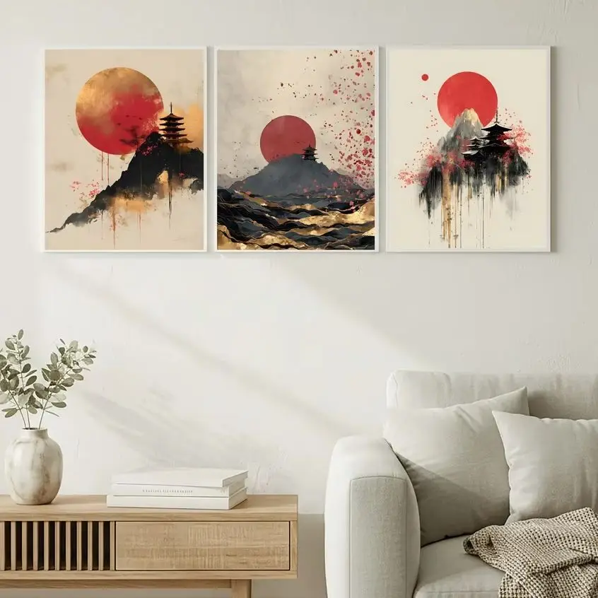 

Abstract Wall Art Japanese Landscape Canvas Painting Modern Style Poster Prints Living Room Wall Decor