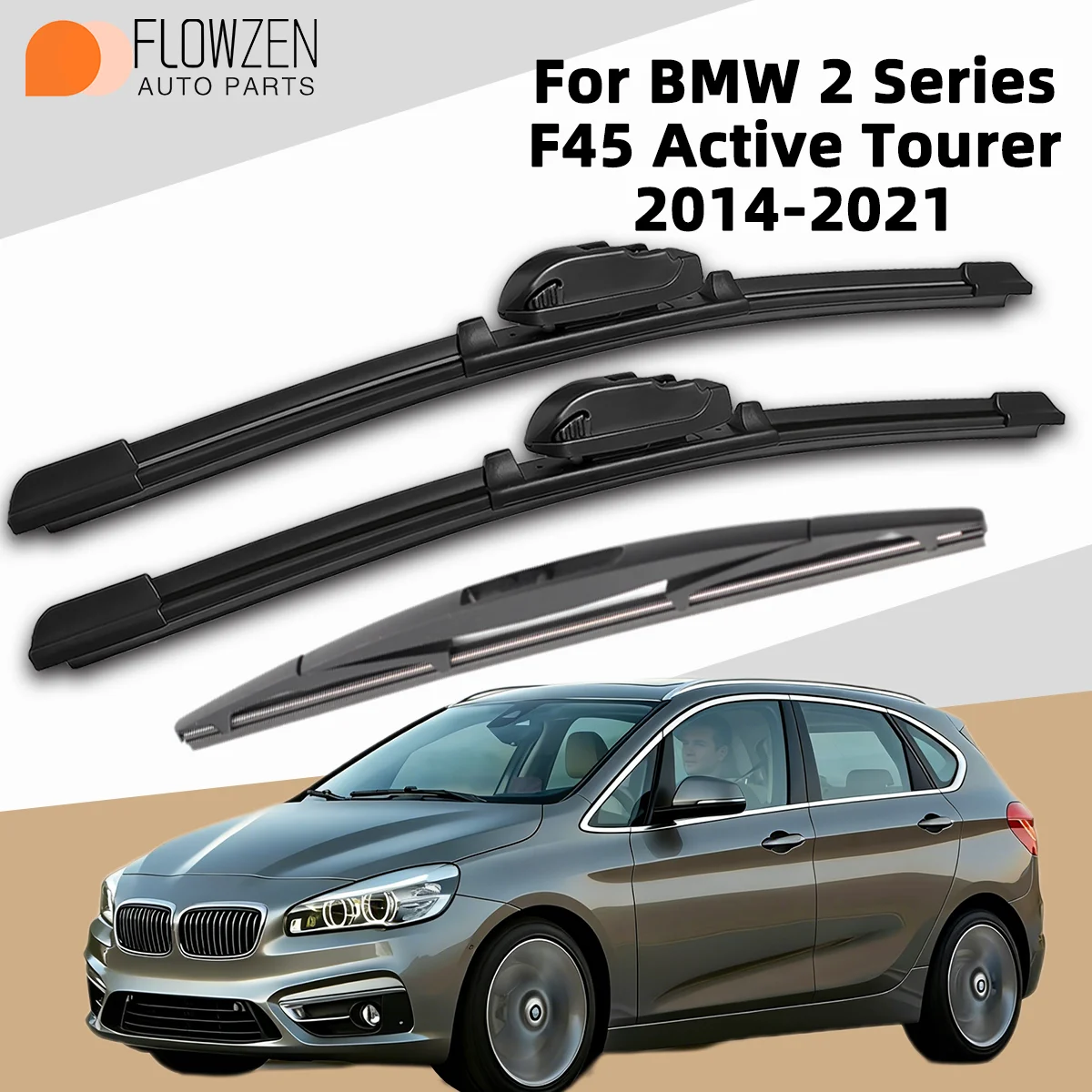 FLOWZEN 1/3PCS Rear Wiper And Front Windshield Wiper Kit For BMW 2 Series F45 Active Tourer 2014-2021 Wiper Kit Automotive Parts