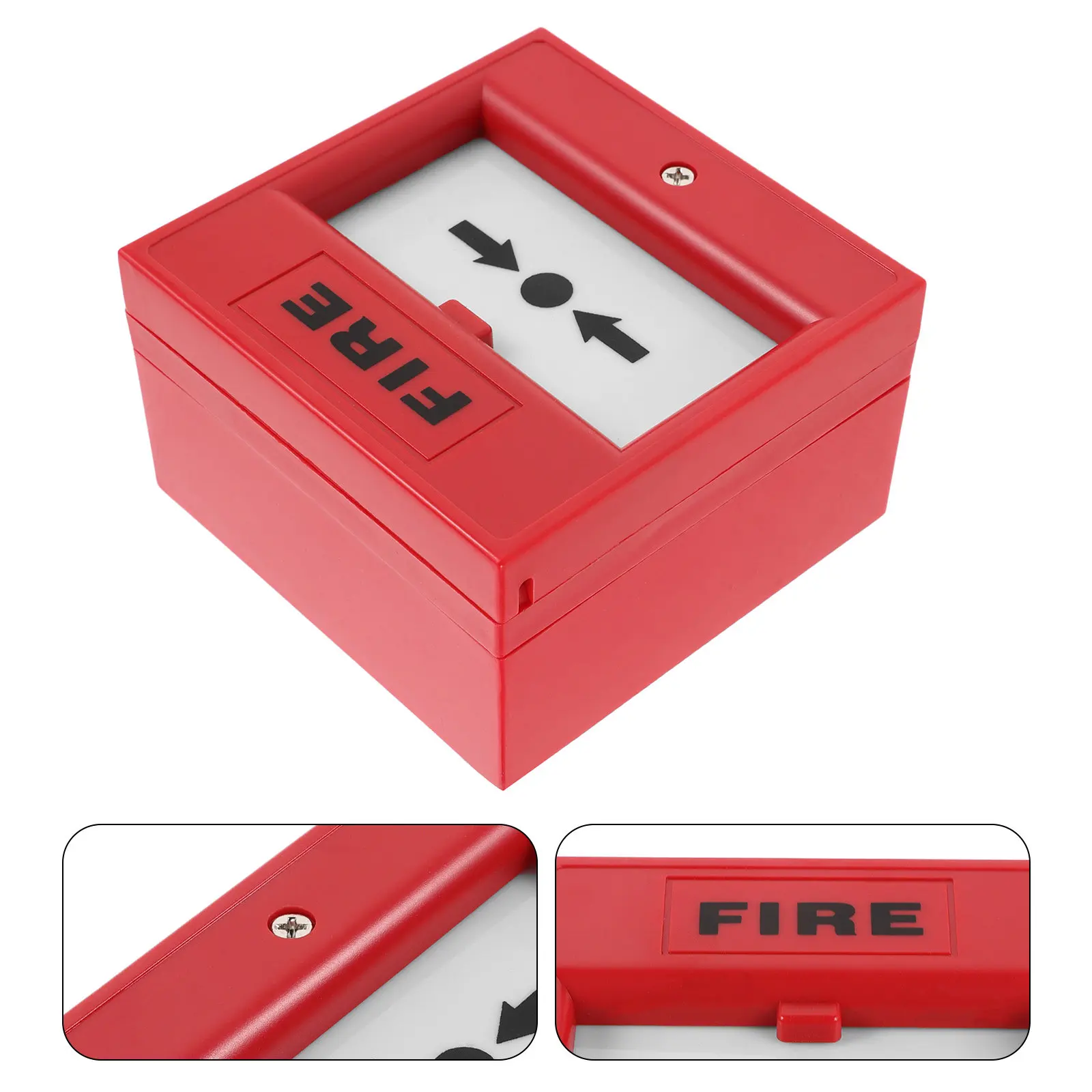Glass Plastic Manual Fire Alarm Button Red For Fire Safety Officer Break Emergency Release Wall Mounted