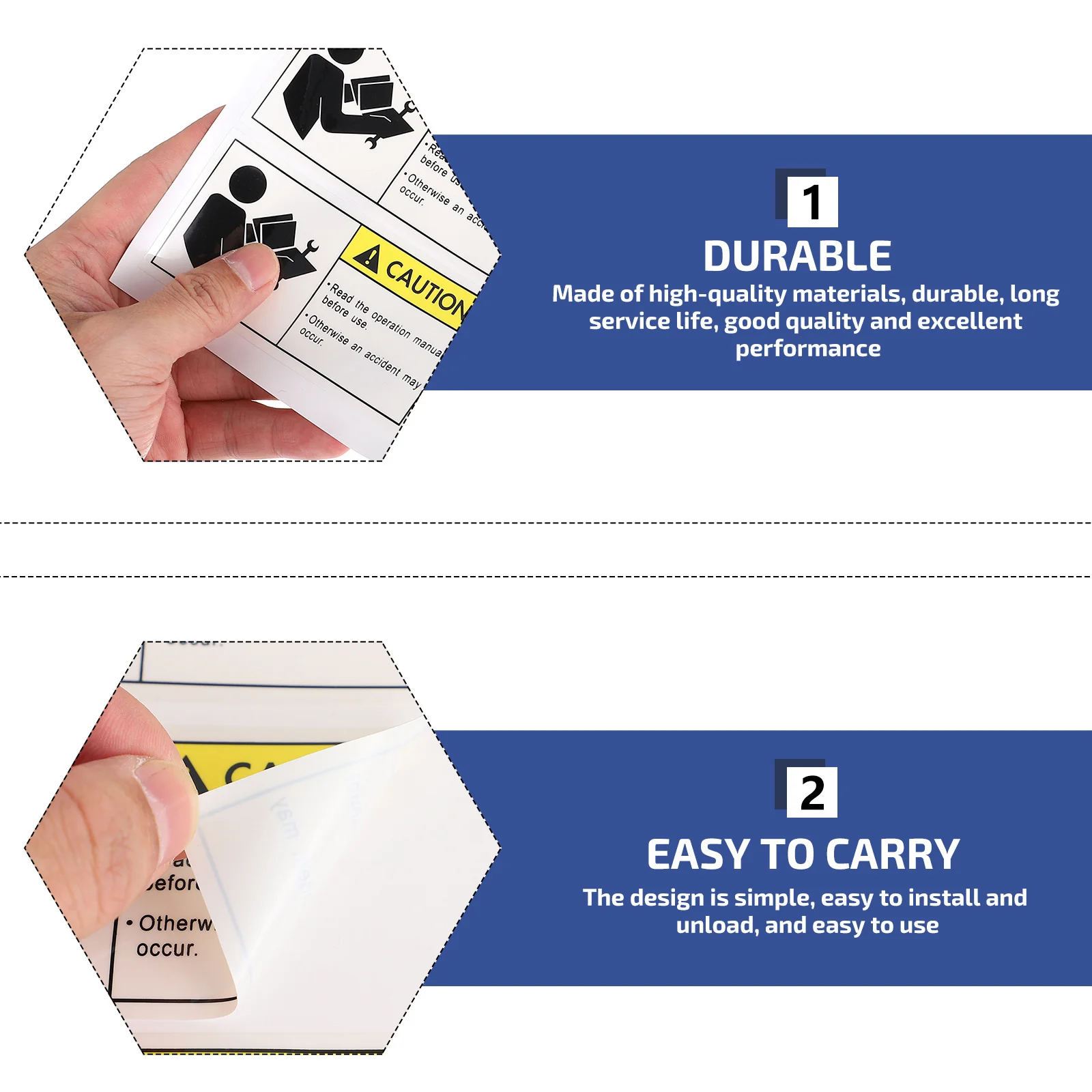 

5pcs Safety Warning Sign Decals Equipment Caution Stickers Reading Instructions Sign Sticker Durable Security Warning Decal For