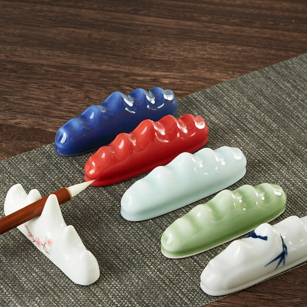 Classical Ceramic Brush Stand Artistic Pen Rest Holder Antique Stationery Desk Accessory For Calligraphy Writing Tools
