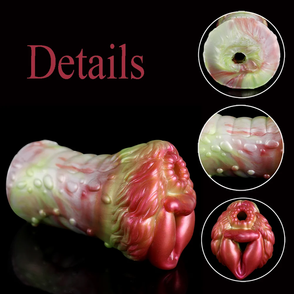 LICKER Double Channel Male Liquid Silicone Masturbator Fantastic Beasts Dog Aircraft Cup Soft Realistic Vagina Sex Toys For Men